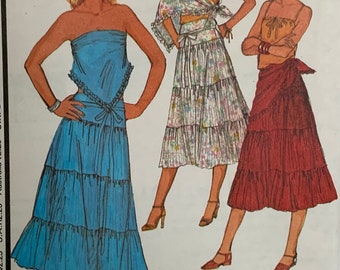 Vintage McCall’s 6230 Misses Scarf-Top Wrap Skirt & Stretch Knit Top Sewing Pattern Cottagecore Size Medium 14-16 Bust 36-38 UNCUT FF