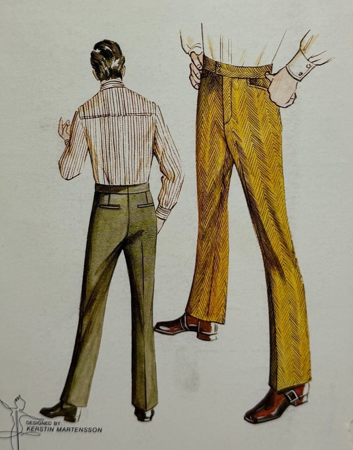 1970年代ヴィンテージ メンズ スラックス パンツ 裁縫パターン Kwik