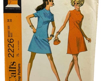 Patrón de costura para vestido McCall’s 2226 de los años 60, para señoras, en dos estilos, talla 14