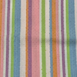 Pastel Stripe Home Decor Fabric Cotton Blend with Tiny Nubs Pink Lavender Blue Green Orange 3.3 Yds Nursery Drapery Bedding Pillows