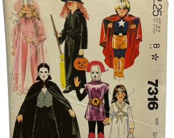 McCall’s 7316 Children’s Halloween Costumes Princess Witch Super Hero Dracula Vampire Martian Angel Boys Girls Unisex Sz Small 4-6