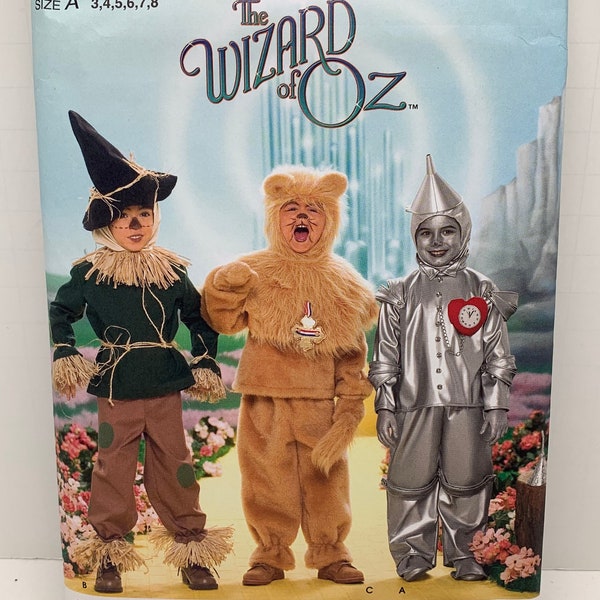 Wizard of Oz Tin Man Lion Scarecrow Halloween Costume Sewing Pattern Simplicity 4133 Sizes 3-8 UNCUT