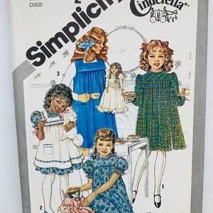 Vintage 1980s Simplicity 5154 Girl’s Cinderella  Cottagecore Dress and Pinafore or Jumper Sewing Pattern Size 3 or 4 UNCUT FF