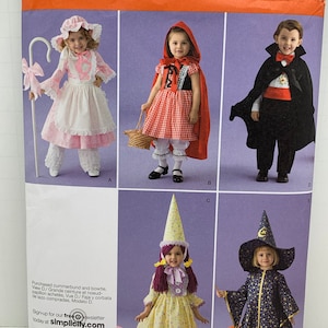 Boys and Girl’s Halloween Costumes Sewing Pattern Little Bo Peep Red Riding Hood Wizard Vampire Simplicity 2571 Sizes 1/2-1-2-3-4 UNCUT FF