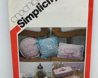 Vintage 80s Afghan and Pillow Crochet Pattern Instructions Simplicity 5159 Finished Afghan 63 x 75 Pillows 12 x 12