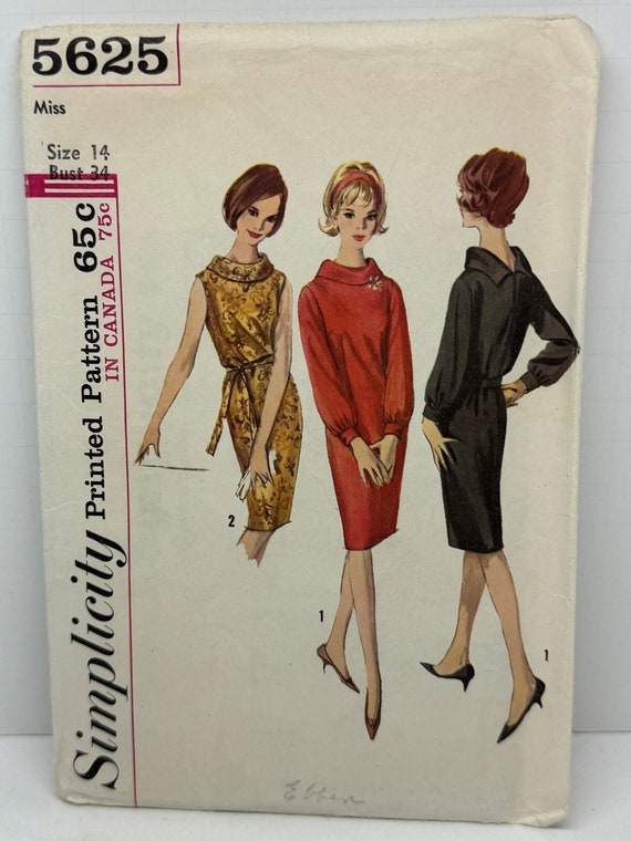 ヴィンテージ 1960 年代 シンプリシティ 5625 ミセス ワンピース 