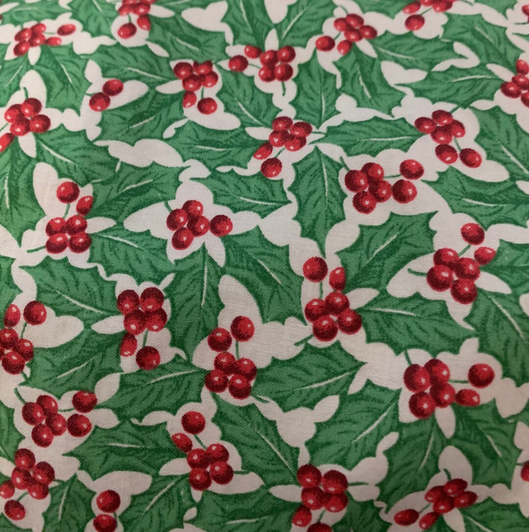 Cotton Christmas Fabric Holly & Berries by Oakhurst 44 X 68 - Etsy