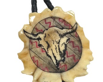 Collier Cravate Bolo Buffalo – Simili Cuir Turquoise – Style Indien Sud-Ouest