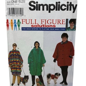 Women’s Cape & Dog Coat Sewing Pattern One-Size fits 18W to 32W Simplicity 8386 Full Figure Solutions Dog Coat Size 8" to 18" UNCUT FF