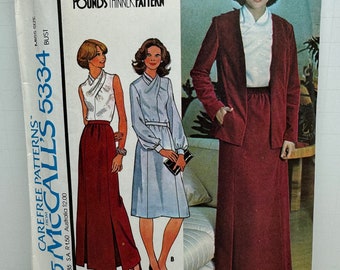 McCall’s 5334 Misses Suit  Jacket Blouse and Skirt  Sewing Pattern Vintage 70s Size 14 UNCUT FF