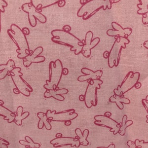 Pink on Pink Cotton Bunny Rabbit or Easter Fabric Tone on Tone One Yard