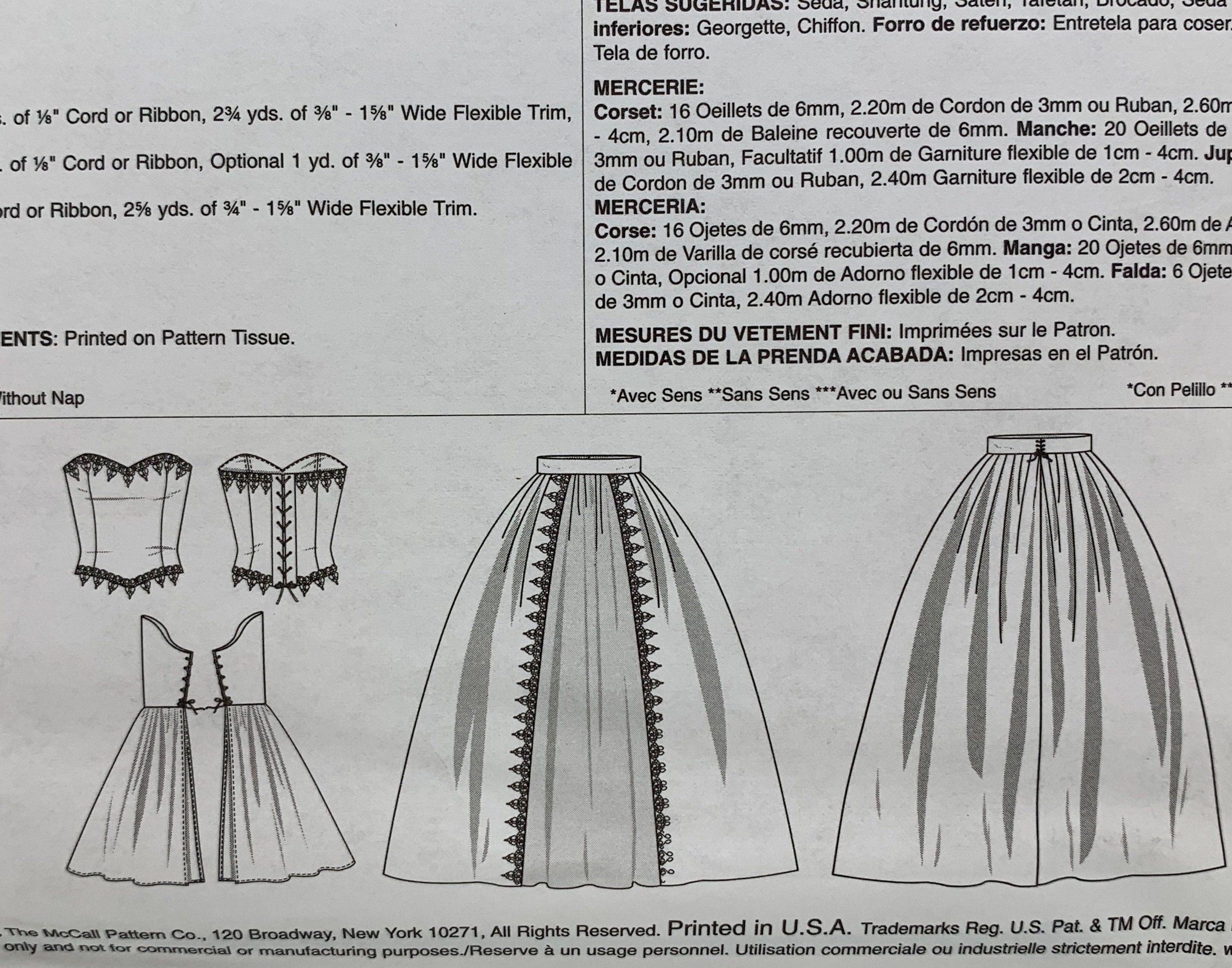 Mccalls 6343 Misses Boned Corset Dress Full Skirt Renaissance Costume ...