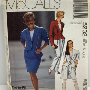 Easy Vintage McCall’s 5232 Sewing Pattern Misses Jacket Skirt, Pants and Culottes Shorts Sizes 6-8-10 UNCUT FF