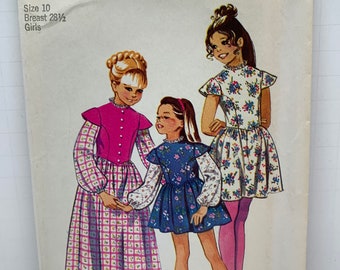 Vintage 1980s Simplicity 5907 Girl’s Dress in Two Lengths Sewing Pattern Simplicity 9900 Maxi Length Cap Sleeves Size 10 UNCUT FF