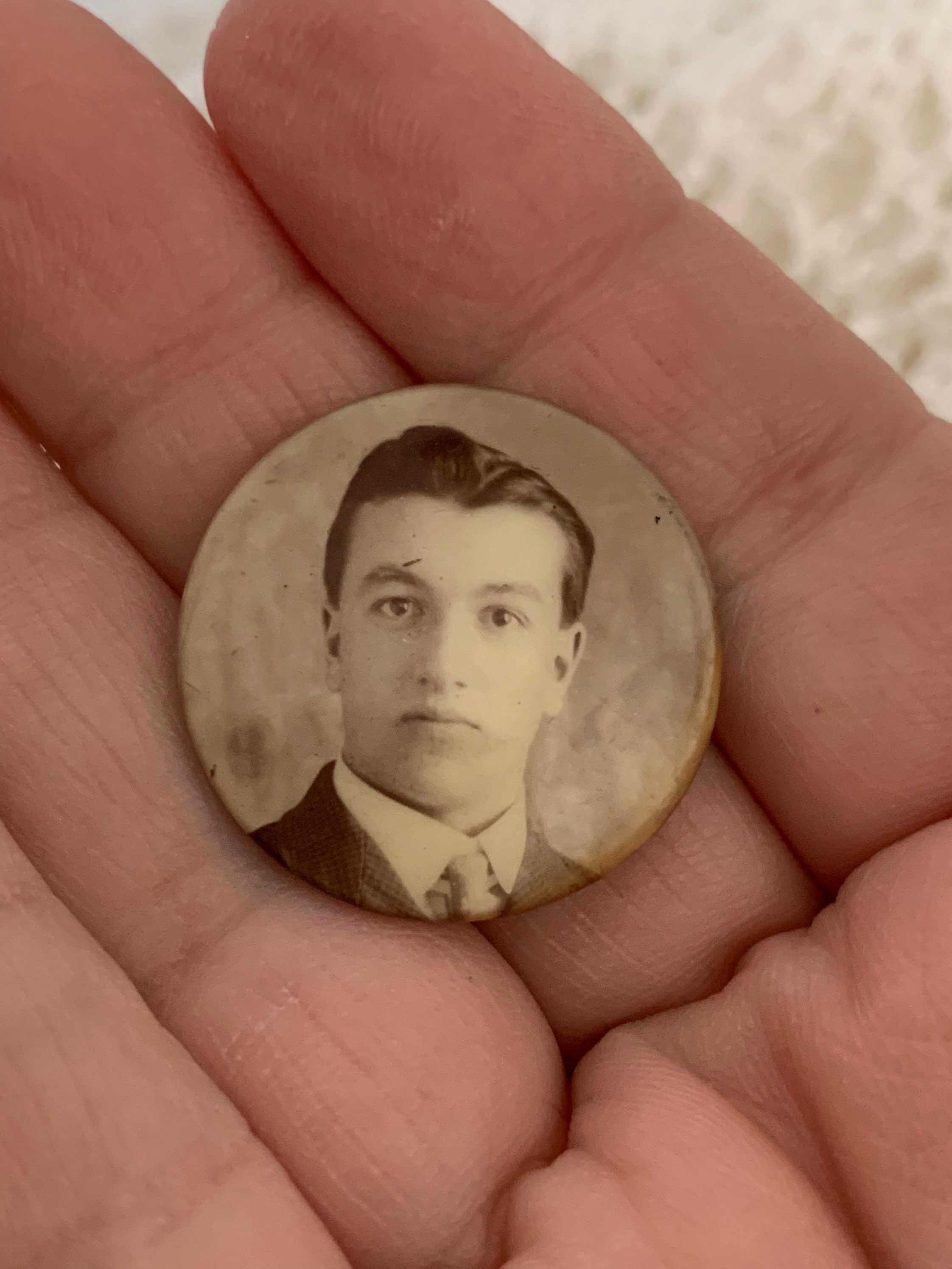 2 Vintage Portrait Photograph Pins Man and Baby Black and Etsy