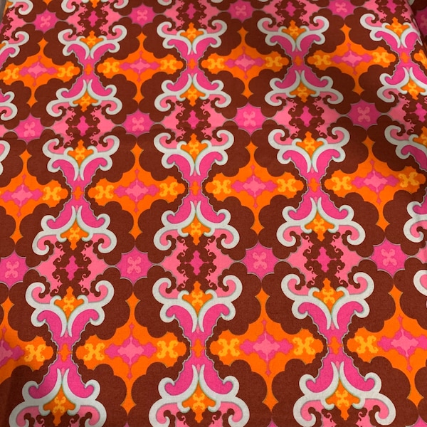 BOHO Mod Bright Cotton Fabric Quilt Quality Brown Orange Pink OOP Free Spirit Sugar Snap Melissa Averines 2008 Westminster MD01