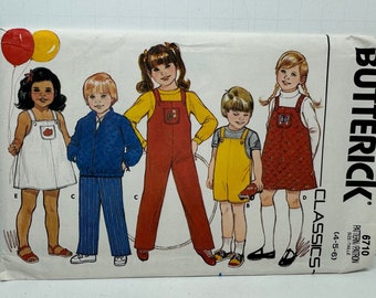 Butterick Classics 6710 Jungen und Mädchen Jacke Pullover Kleid Jumpsuit Overalls in Zwei Längen Schnittmuster Größen 4-5-6 UNCUT FF