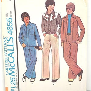 McCall’s 4655 Teens and Boys Button Down Shirt Shirt-Jacket and Pants Sewing Pattern Leisure Suit Size 16 UNCUT FF