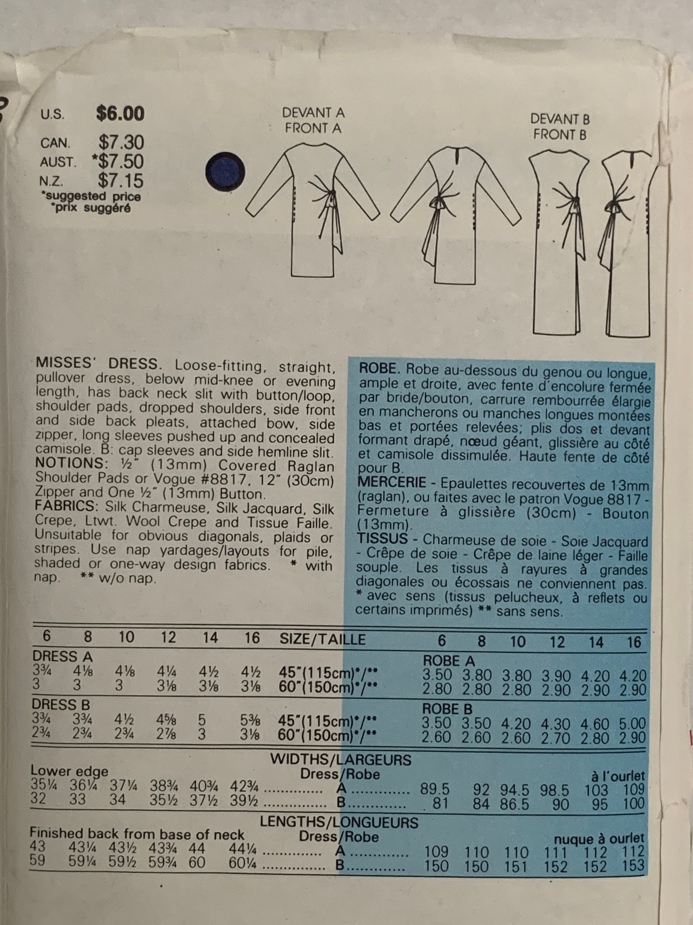 Vintage Vogue 1980s 9106 Women's Misses Pullover Dress in - Etsy