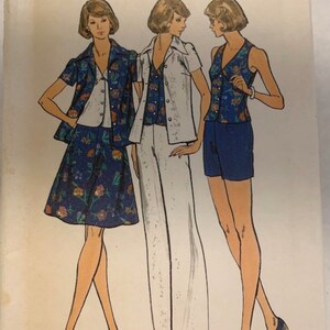 Vintage Butterick 3712 Pants Shorts Skirt Top Shirt  Sewing Pattern 1970s Size 14 UNCUT FF