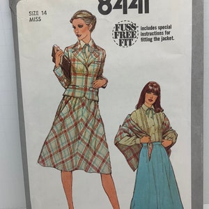 Vintage Simplicity 8441 Misses Fitted Jacket Bias Skirt Blouse and Shawl Sewing Pattern Size 14 Lined Jacket Top Skirt Pants UNCUT FF