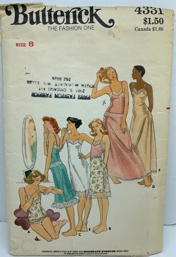 Vintage Misses Sexy Lingerie Undergarments Full & Half Slip Camisole Panties Teddy Sewing Pattern Butterick 4331 Size 8 Bust 31.5 - Etsy Vintage Misses Sexy Lingerie Undergarments Full & Half Slip Camisole Panties Teddy Sewing Pattern Butterick 4331 Size 8 Bust 31.5 - Etsy
