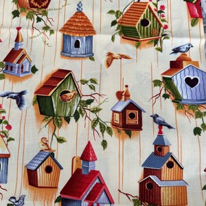 Birdhouses and Birds Fabric Cotton Brother Sister YKYI 50822