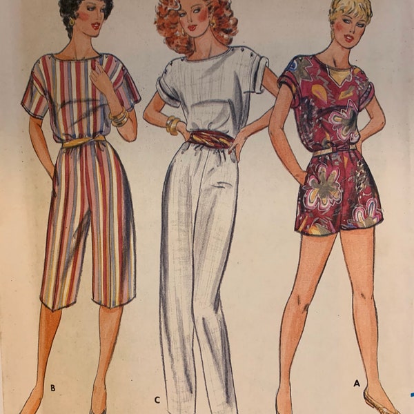 Vintage Butterick 4301 Sewing Pattern Misses Jumpsuit Jumper Short and Long 3 Various styles Sizes 14 Bust 36” Waist 28” 1970s UNCUT FF