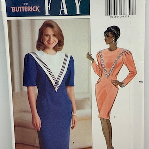 Butterick 5308 Misses Dress with Front Sailor Collar or Yoke Look Leslie Fay Sizes 6-8-10-12 UNCUT FF