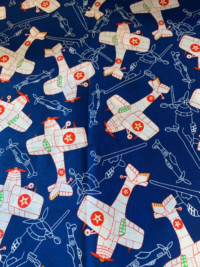 Airplane Cotton Fabric Aviation Navy Blue 1 Yard Boys & Girls Etsy