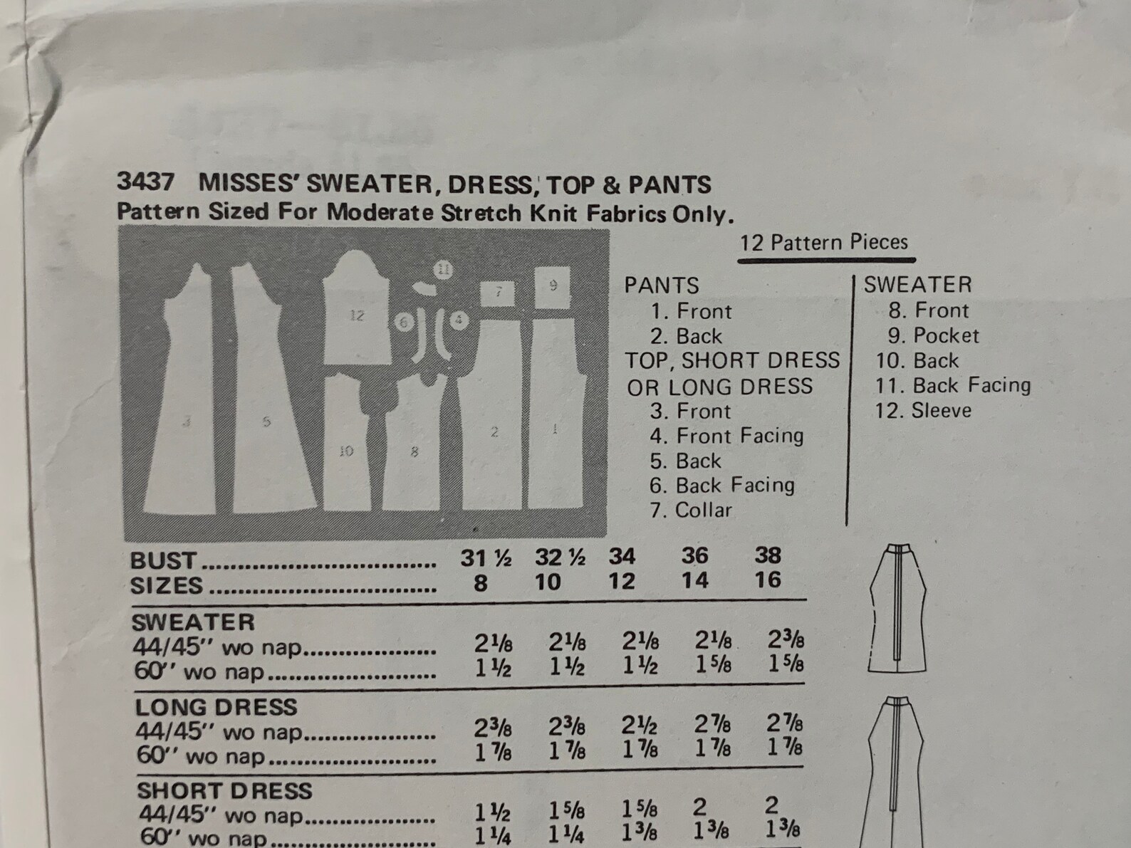 Vintage Butterick 3437 Misses Stretch Knit Dress Top Pants and | Etsy