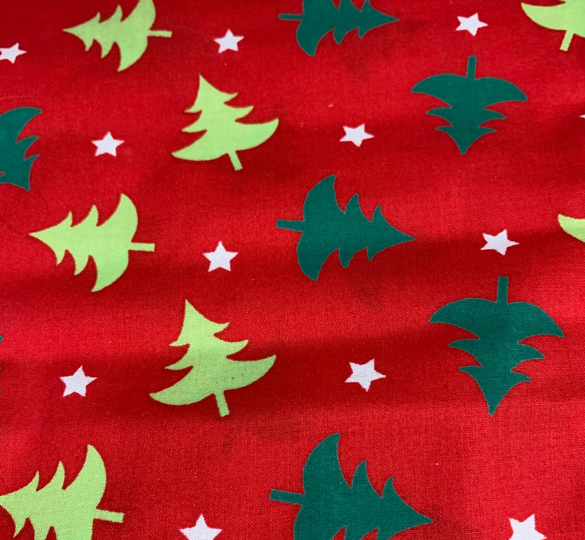 1 Yard Christmas Trees Cotton Fabric 43 X 36OOP Etsy