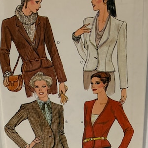 Vintage Vogue 7423 Sewing Pattern Womens Misses Unlined Jacket Blazer with Pockets Very Easy Vogue Size 14 Bust 36 UNCUT FF