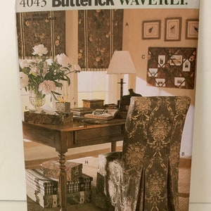 Butterick 4043 WAVERLY Home Office Craft Sewing Pattern Window Shades. Chair Slip Cover Memo Board Blotter In Out Box - UNCUT FF