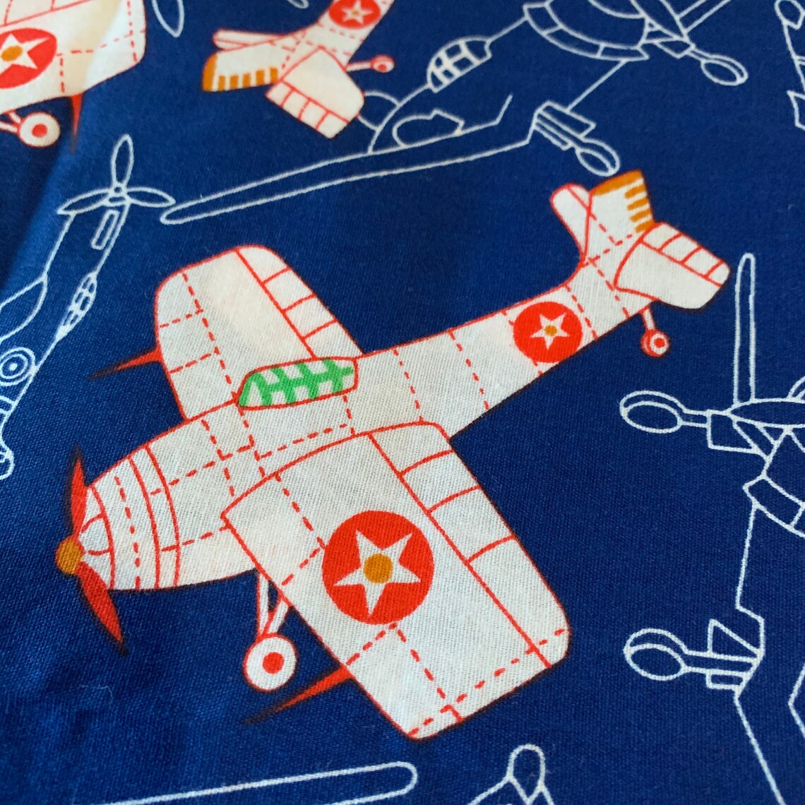 Airplane Cotton Fabric Aviation Navy Blue 1 Yard Boys & Girls Etsy