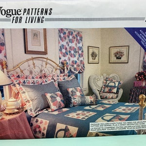 Vintage 80s Vogue 2080 Home Decor Window Treatment Pillows and More Sewing Pattern  Curtains Valance Quilt UNCUT FF