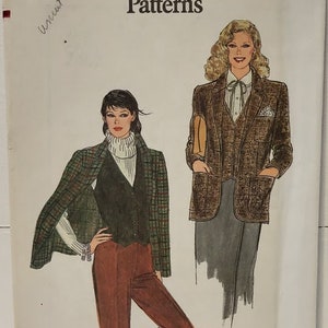 May include: A vintage sewing pattern for a blazer and a cape. The pattern is from Very Easy Vogue Patterns and is size 12. The pattern is $4.00.