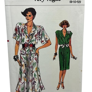 Vintage Vogue 9608 Misses Dress Top and Skirt Sewing Pattern Flared or Straight Skirt Easy to Sew Sizes 8-10-12 UNCUT FF