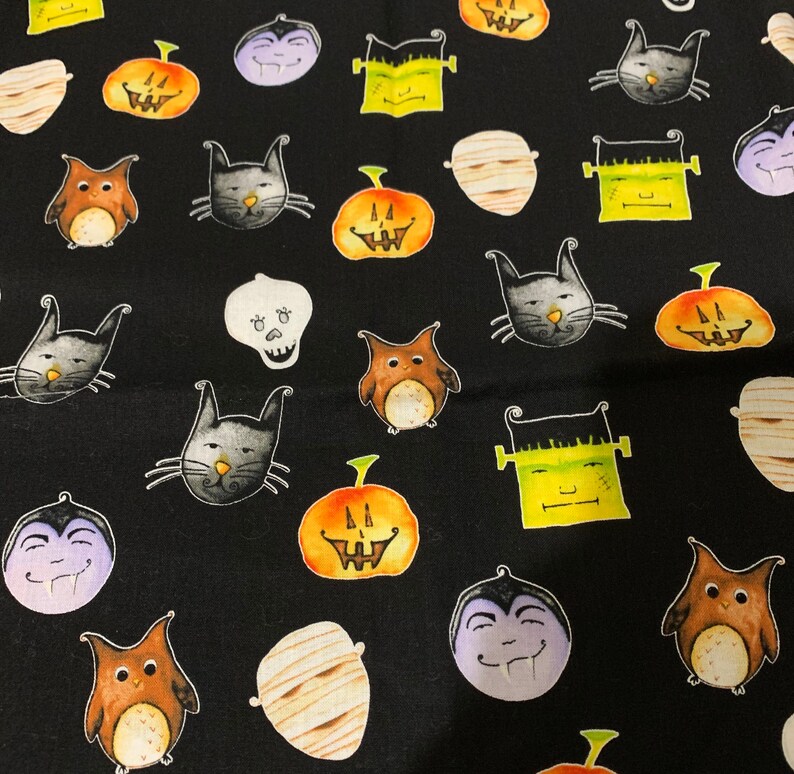 1 Yard Cotton Halloween Fabric Quilt Quality Monsters Etsy