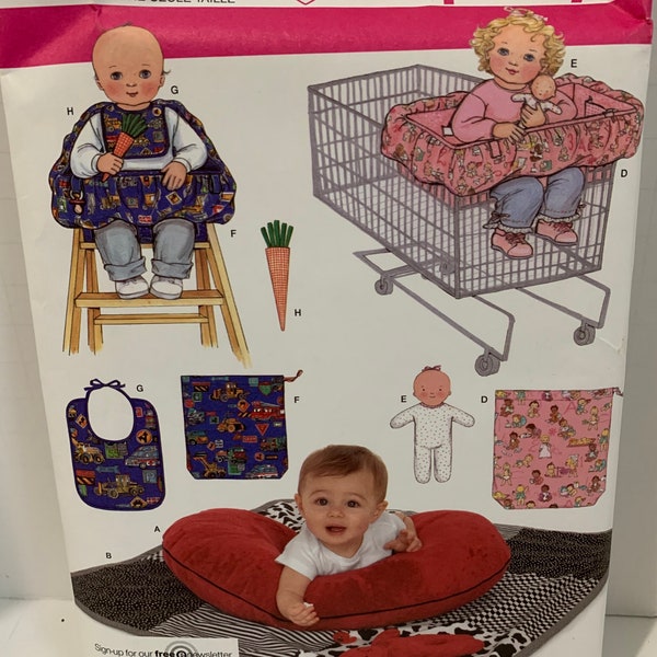 Simplicity 4225 Baby  Accessories Sewing Pattern Quilt, Donut Pillow Cover, Bib, High Chair & Shopping Cart Covers, Doll, Bunny UNCUT FF