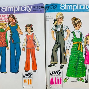 Patrón de costura de vestido o pantalón tipo jersey para niña, mono y túnica reversible, top y pantalón Simplicity 7691 o 9132, fácil de coser, talla 7, sin cortar, FF