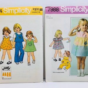 Vintage 1970s Girl’s Sundress Dress or Top and Pants Sewing Pattern Simplicity 7364 or 7988 Child Size 3 UNCUT FF