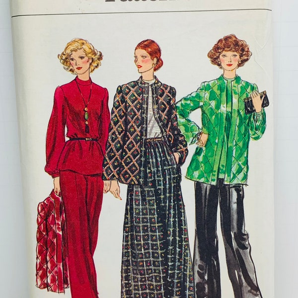 Vintage 70s Vogue 9348 Evening Jacket, Blouse, Pants And Skirt Sewing Pattern Evening Wear Formal Pantsuit Size 14 Bust 36