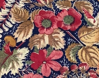 Tessuto di cotone floreale blu vintage anni '80 per trapuntatura di abbigliamento artigianale Kessler per Concord Fabrics