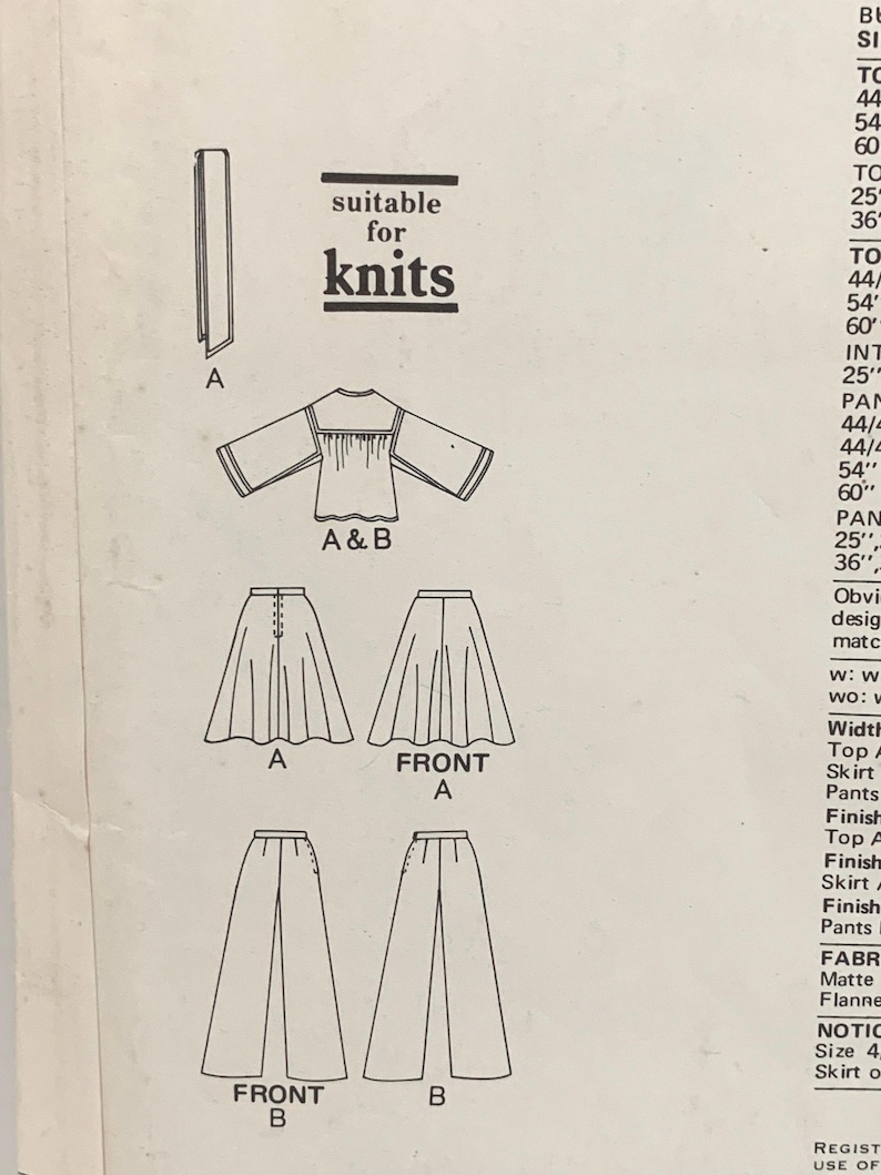 Vintage Vogue 1206 Parijs originele ontwerper Lanvin mist trui top rok broek en sjerp naaipatroon maat 12 ONBESNEDEN FF afbeelding 3