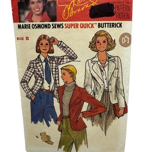 Butterick 6115 Marie Osmond Sews Fitted Blazer Jacket Quick and Easy to Sew Sewing Pattern Sizes 10-12-14 UNCUT FF