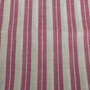 Striped Cotton Shirting Fabric Pink Stripes on White Vintage 80s One Yard
