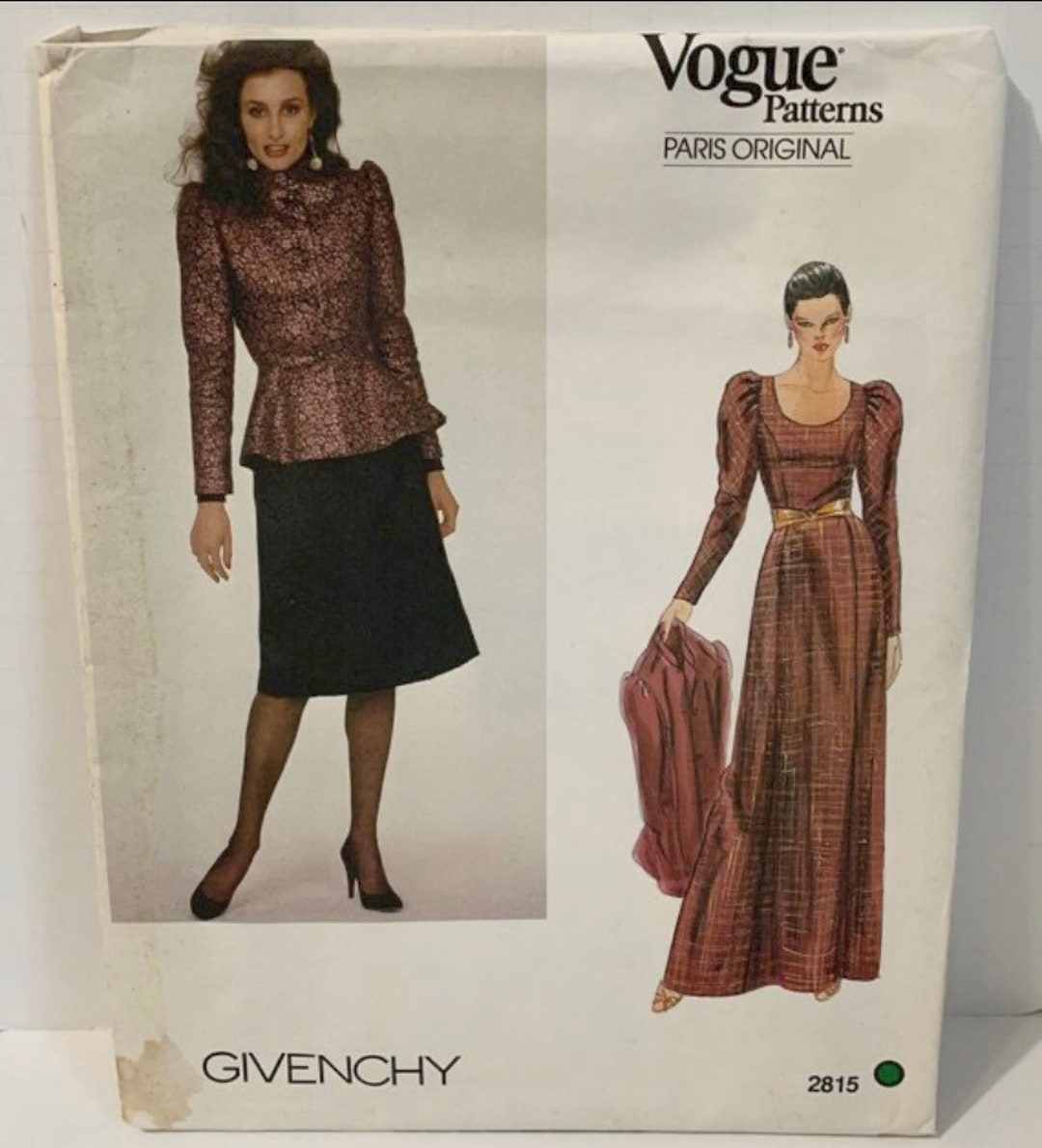 Vintage Vogue 2815 Paris Original GIVENCHY Sewing Pattern Misses ...