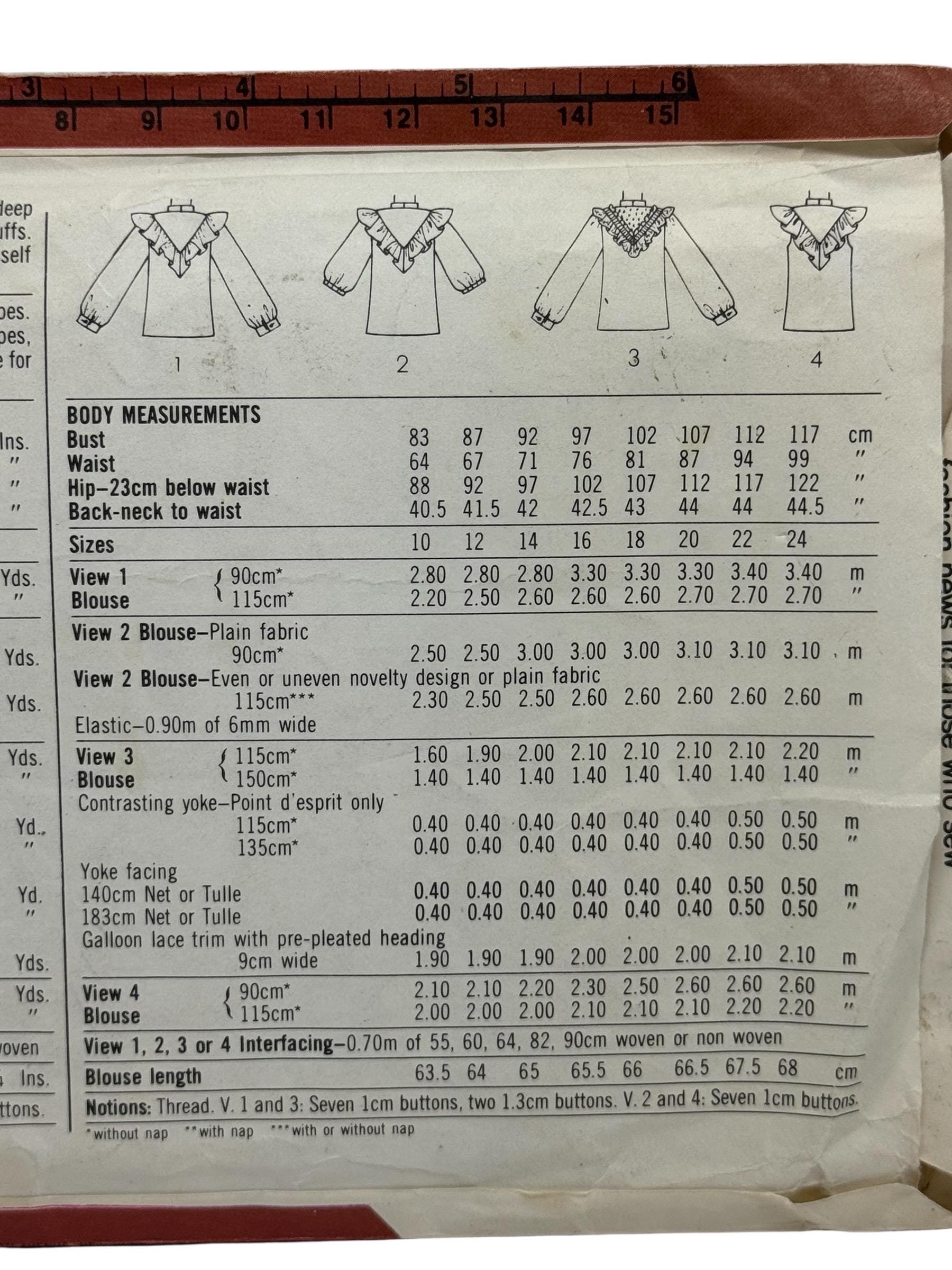 Simplicity Pattern 5303 Vintage 80s Blouse Sewing Pattern: Simplicity 5303, Plus Size 22-24 ...