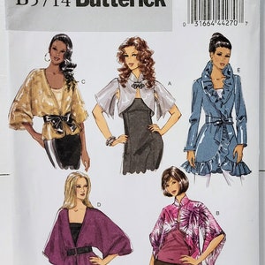 Patrón de costura para chaqueta y cinturón para señoritas Butterick 5714, bolero y varios estilos y largos, tallas XS-S-M, busto 29,5-36, sin cortar, FF